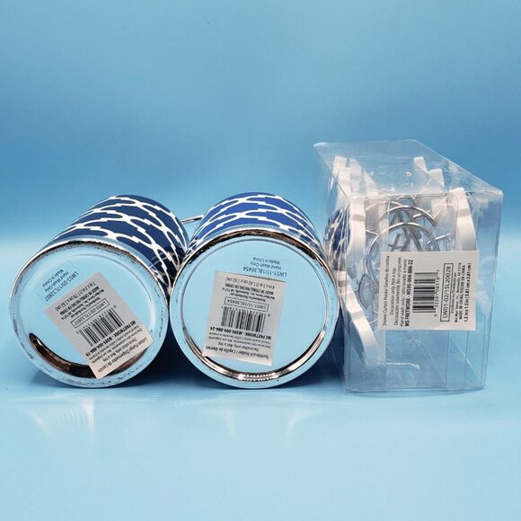 4-Piece Frework Bathroom Set Blue Waste Basket Lotion Tooth Brush Holders S Hook - Picture 9 of 11